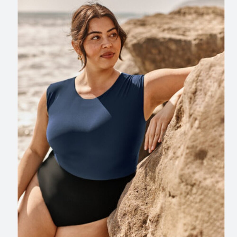 Summersalt Women's Blue and Black One Piece Swimsuit